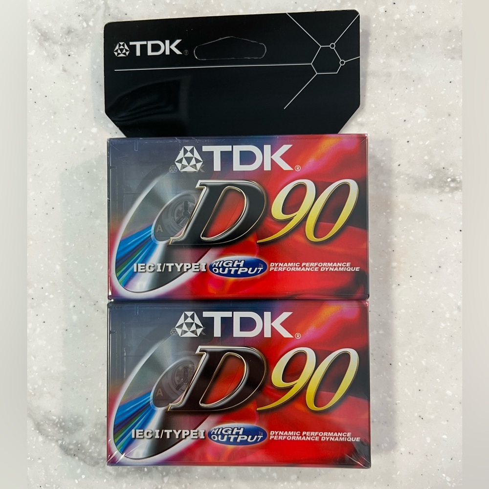 NWT TDK D90 Cassette Tapes 90 Minute Blank High Output IECI/Type I D90 2 Pack